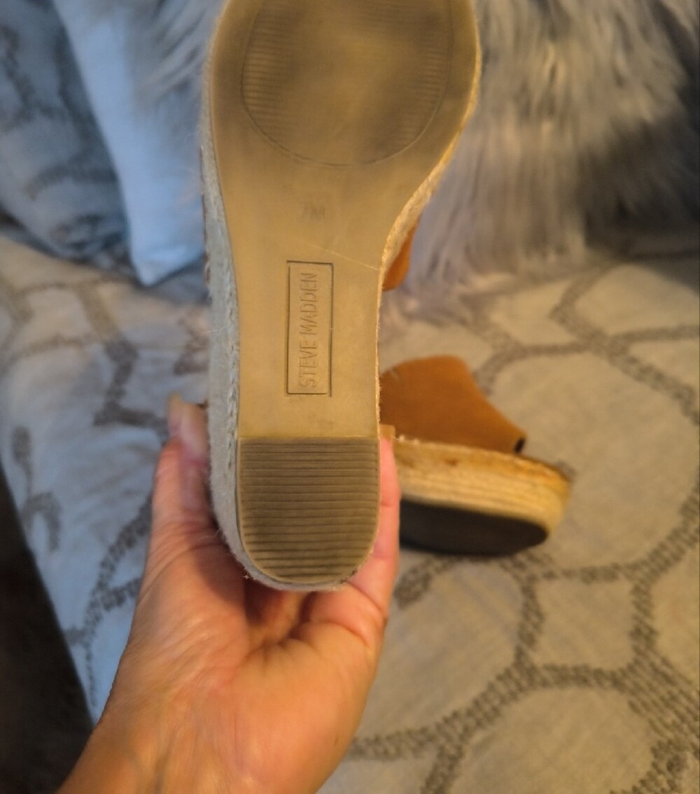 Steve Madden Copper Suede Espadrille Wedge Sandals with Ankle Strap - Picture 8 of 16
